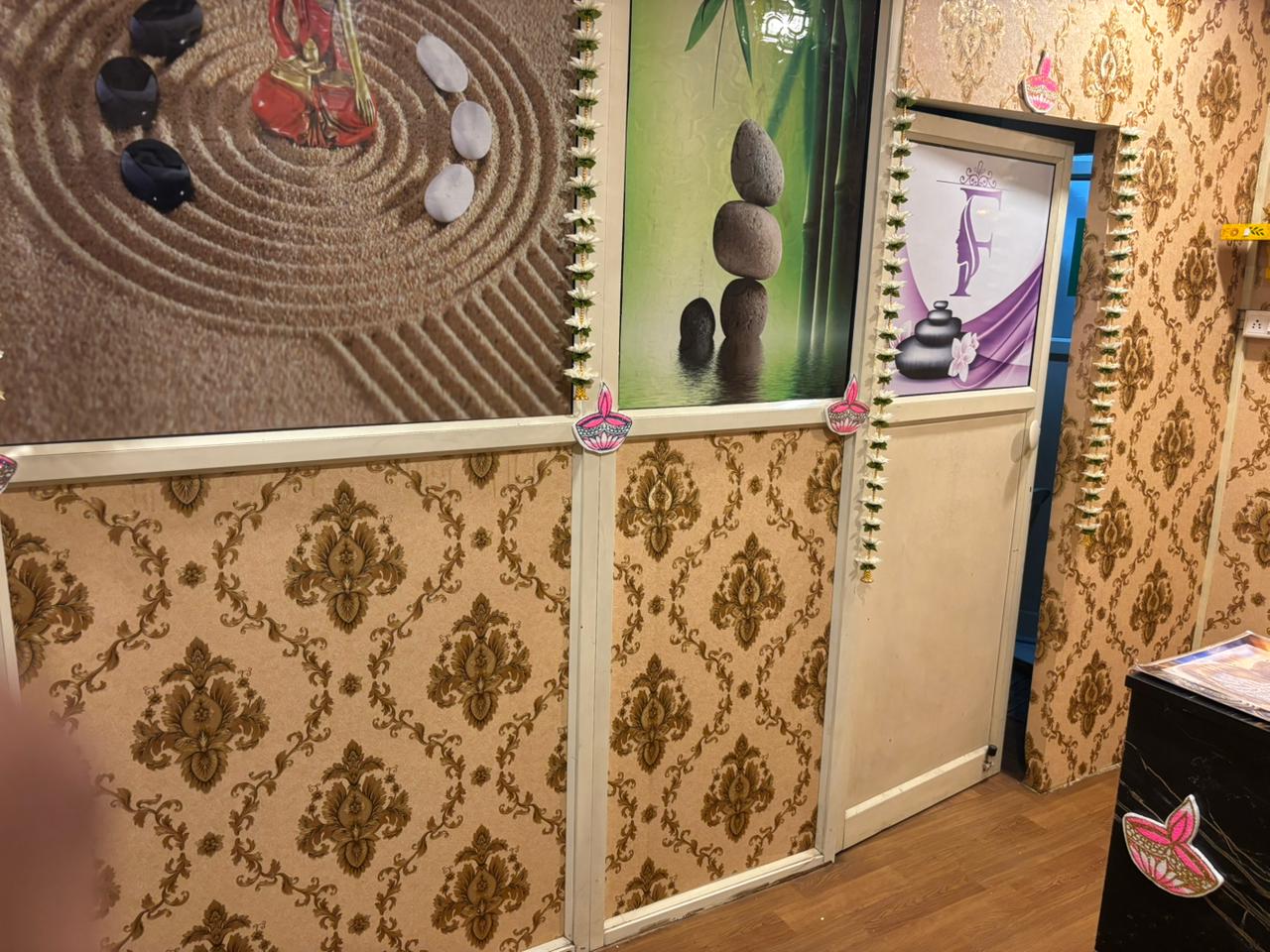 Private massage room with warm lighting